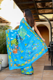 Ramayan Chitra (Pure Mulberry Silk Hand Painted Saree)