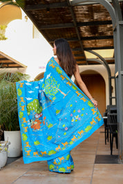 Ramayan Chitra (Pure Mulberry Silk Hand Painted Saree)