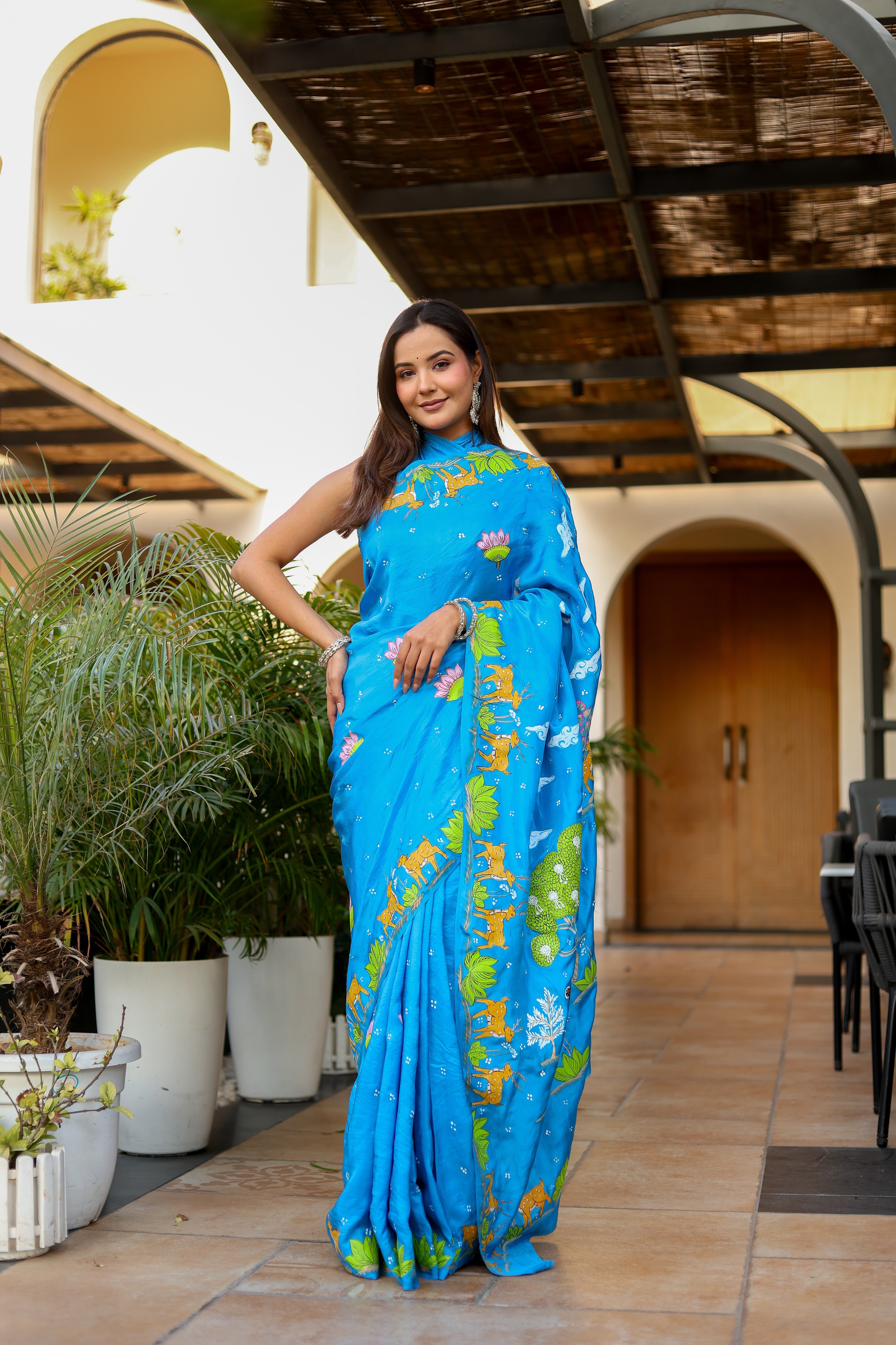 Ramayan Chitra (Pure Mulberry Silk Hand Painted Saree)