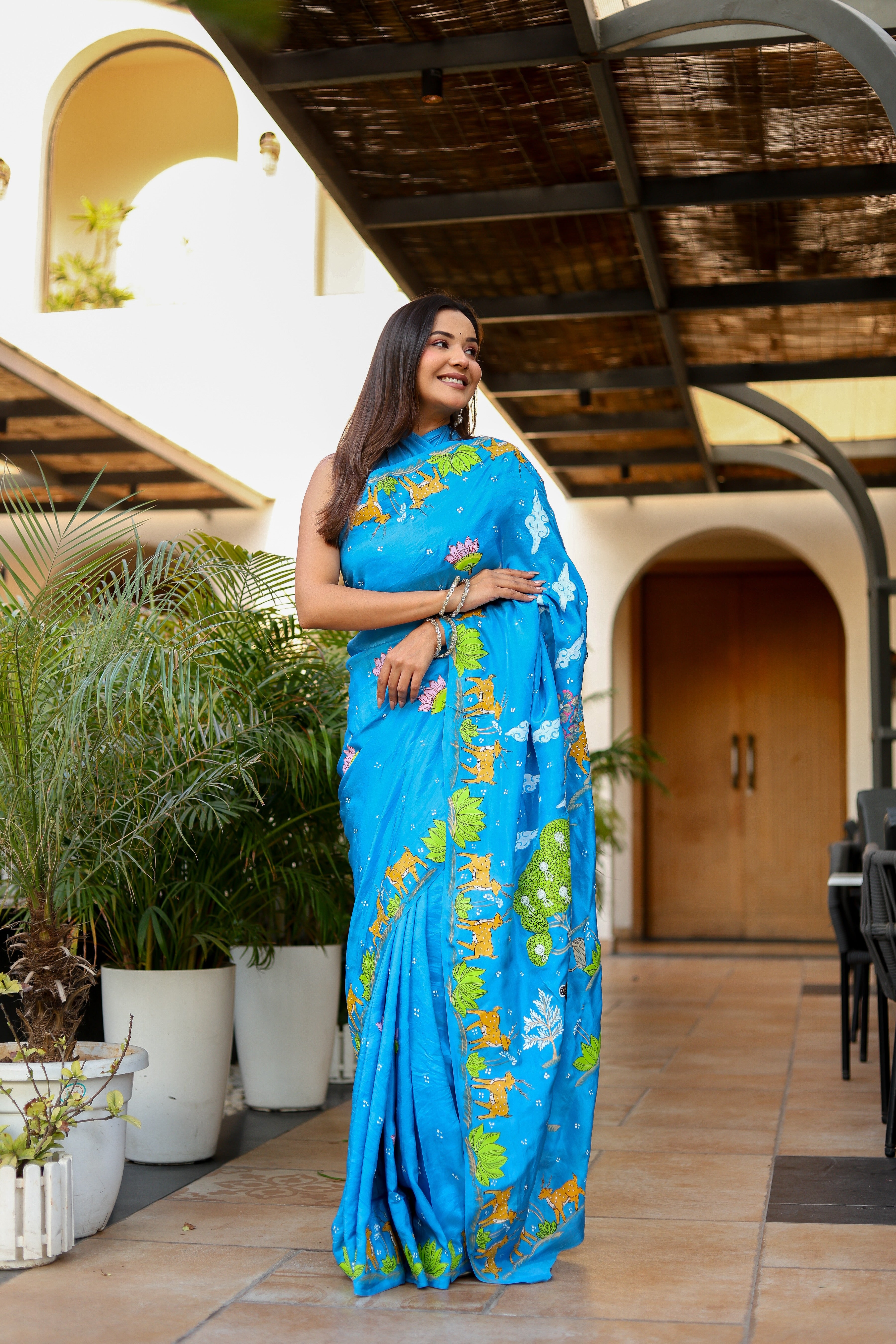 Ramayan Chitra (Pure Mulberry Silk Hand Painted Saree)