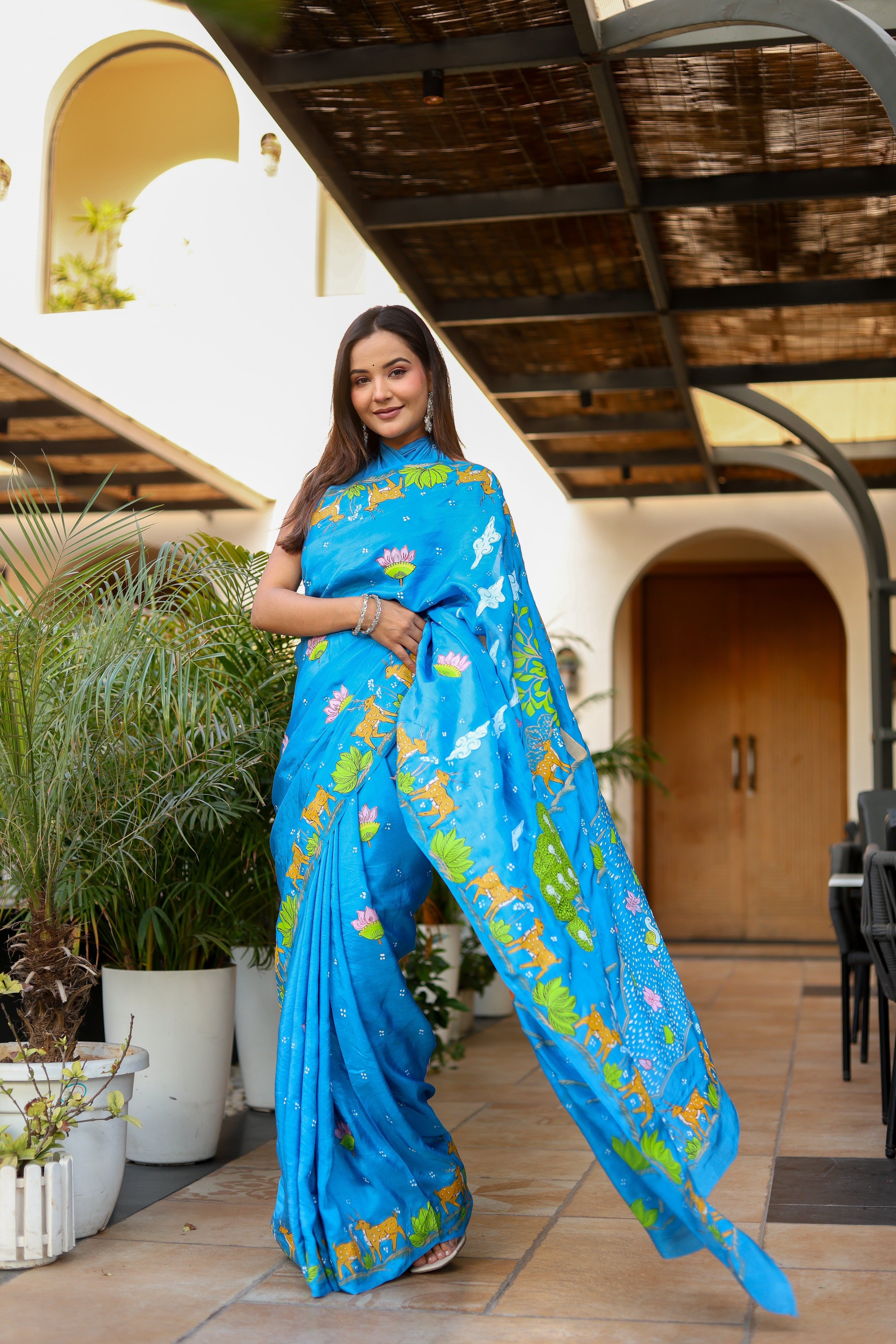 Ramayan Chitra (Pure Mulberry Silk Hand Painted Saree)