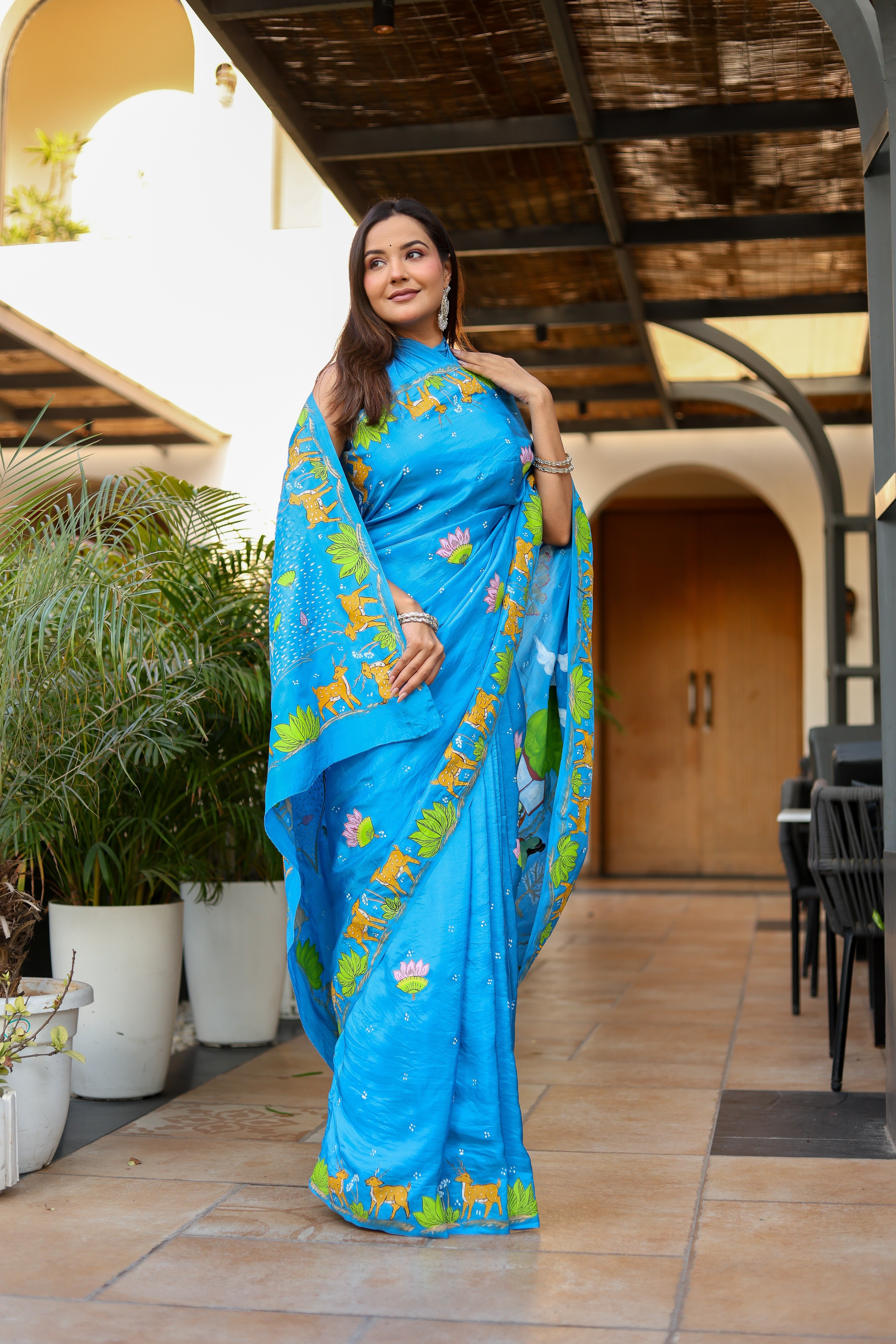 Ramayan Chitra (Pure Mulberry Silk Hand Painted Saree)