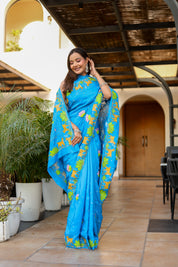 Ramayan Chitra (Pure Mulberry Silk Hand Painted Saree)