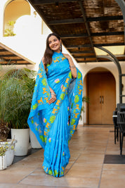 Ramayan Chitra (Pure Mulberry Silk Hand Painted Saree)