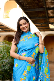Ramayan Chitra (Pure Mulberry Silk Hand Painted Saree)
