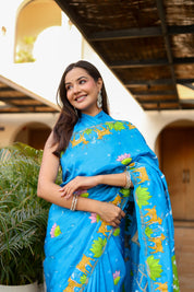 Ramayan Chitra (Pure Mulberry Silk Hand Painted Saree)