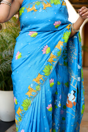 Ramayan Chitra (Pure Mulberry Silk Hand Painted Saree)