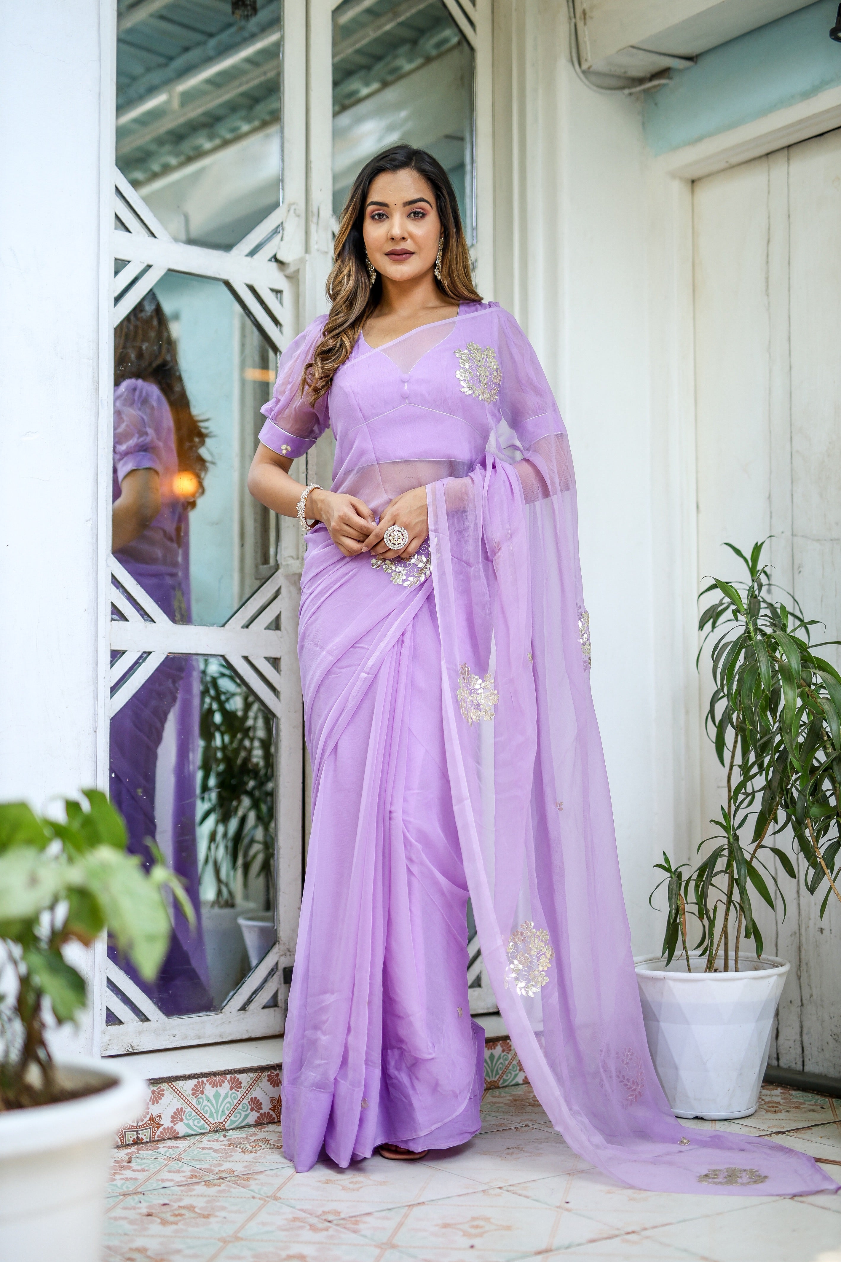 Lavender Majesty (Gota work Lavendar Chiffon Saree)