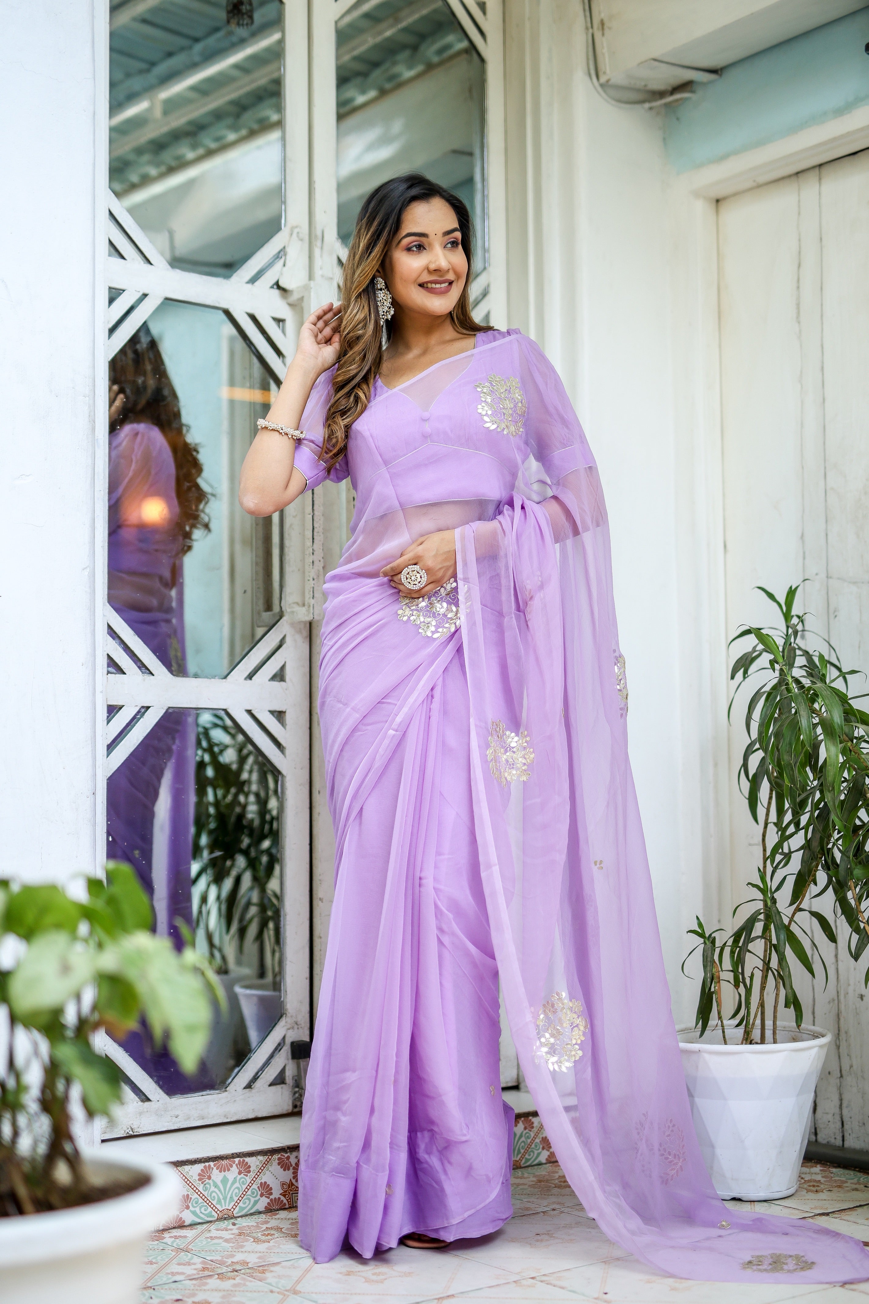 Lavender Majesty (Gota work Lavendar Chiffon Saree)