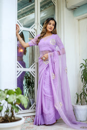 Lavender Majesty (Gota work Lavendar Chiffon Saree)