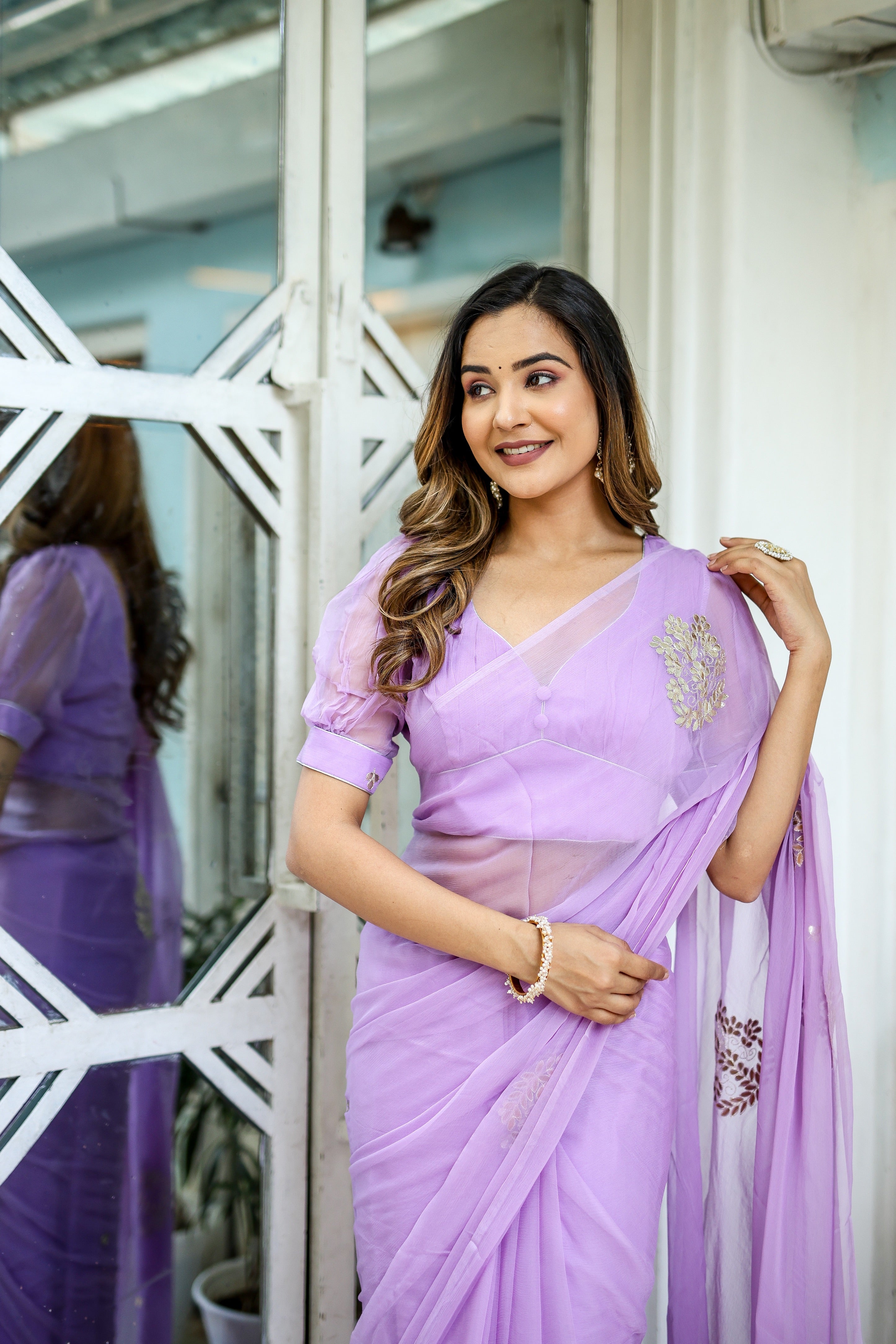 Lavender Majesty (Gota work Lavendar Chiffon Saree)