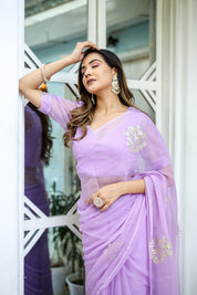 Lavender Majesty (Gota work Lavendar Chiffon Saree)