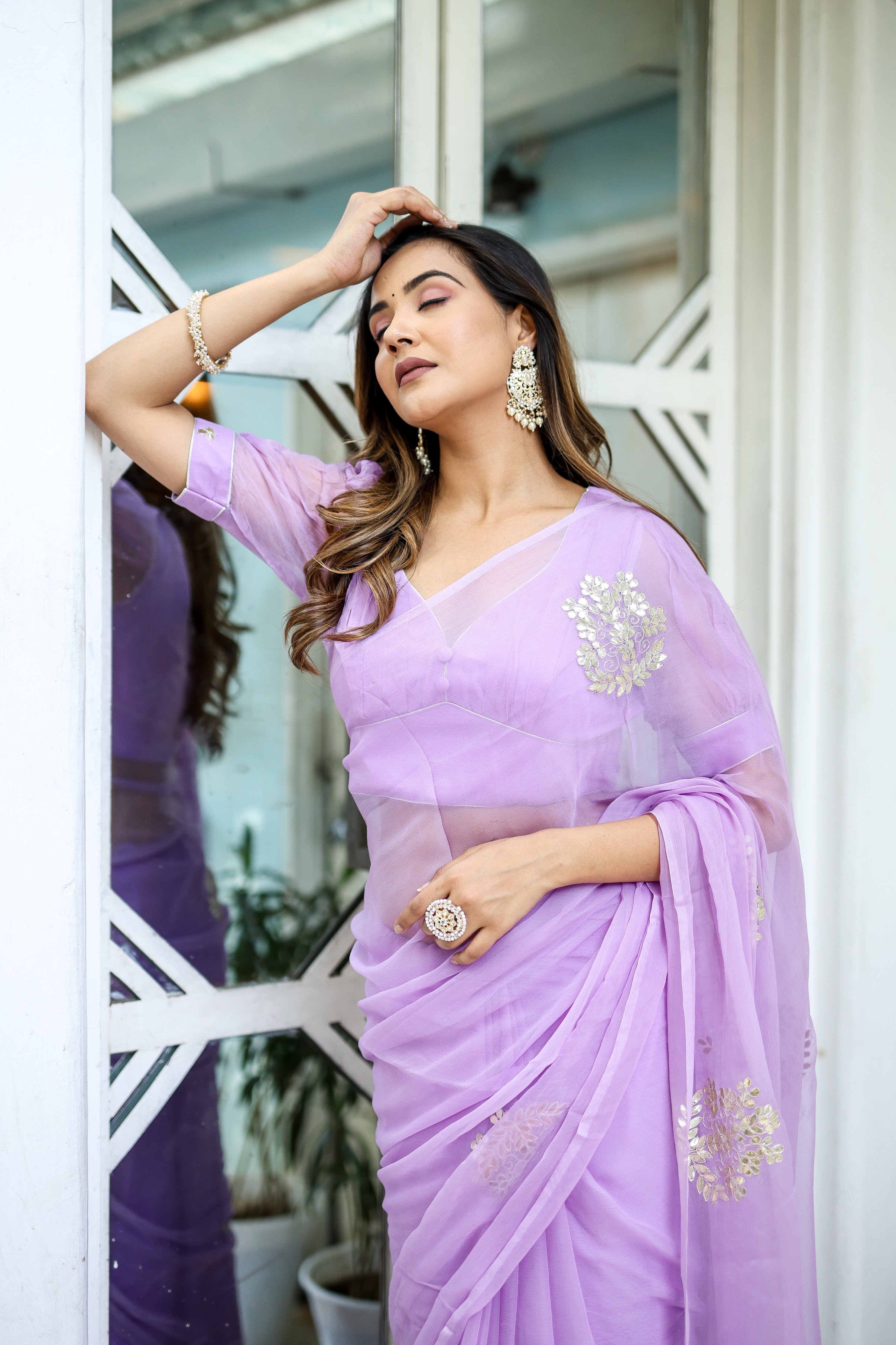 Lavender Majesty (Gota work Lavendar Chiffon Saree)