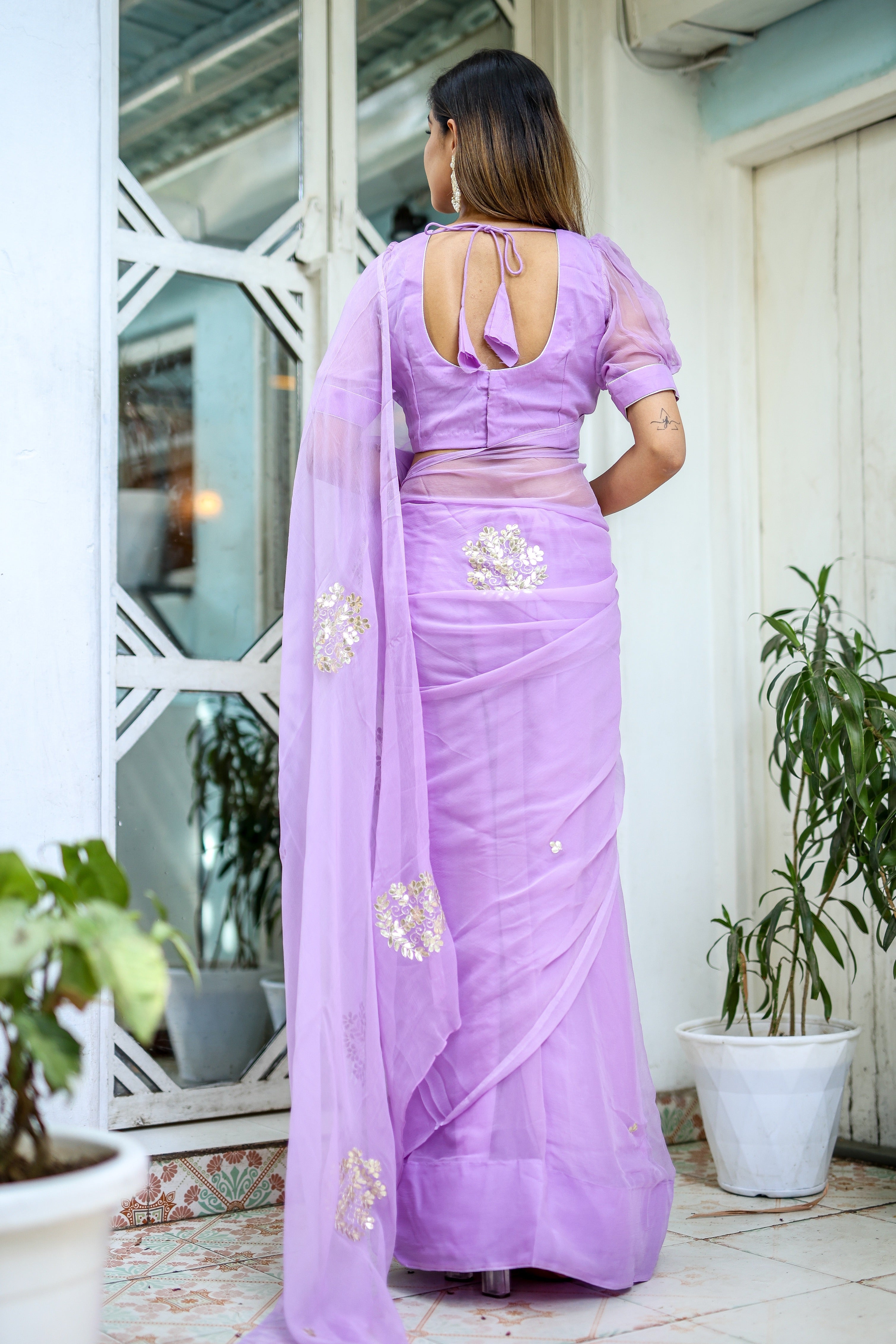 Lavender Majesty (Gota work Lavendar Chiffon Saree)