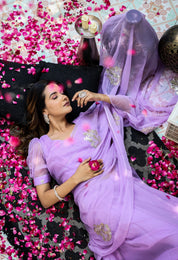 Lavender Majesty (Gota work Lavendar Chiffon Saree)
