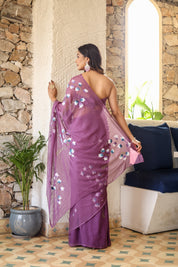 Blossom Mist (Handpainted Chiffon Saree)