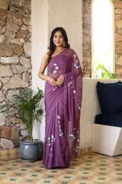 Blossom Mist (Handpainted Chiffon Saree)