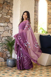 Blossom Mist (Handpainted Chiffon Saree)