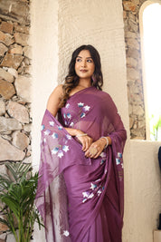 Blossom Mist (Handpainted Chiffon Saree)