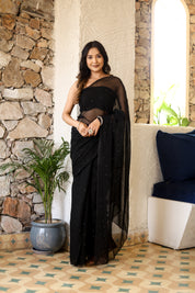 Black Mukaish Chiffon Saree