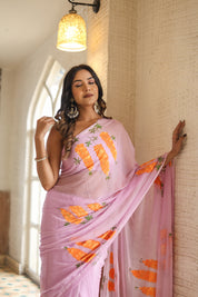 Handpainted Chiffon Saree