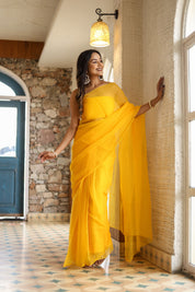 Whispering Shine (Yellow Mukaish Chiffon saree)