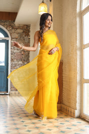 Whispering Shine (Yellow Mukaish Chiffon saree)