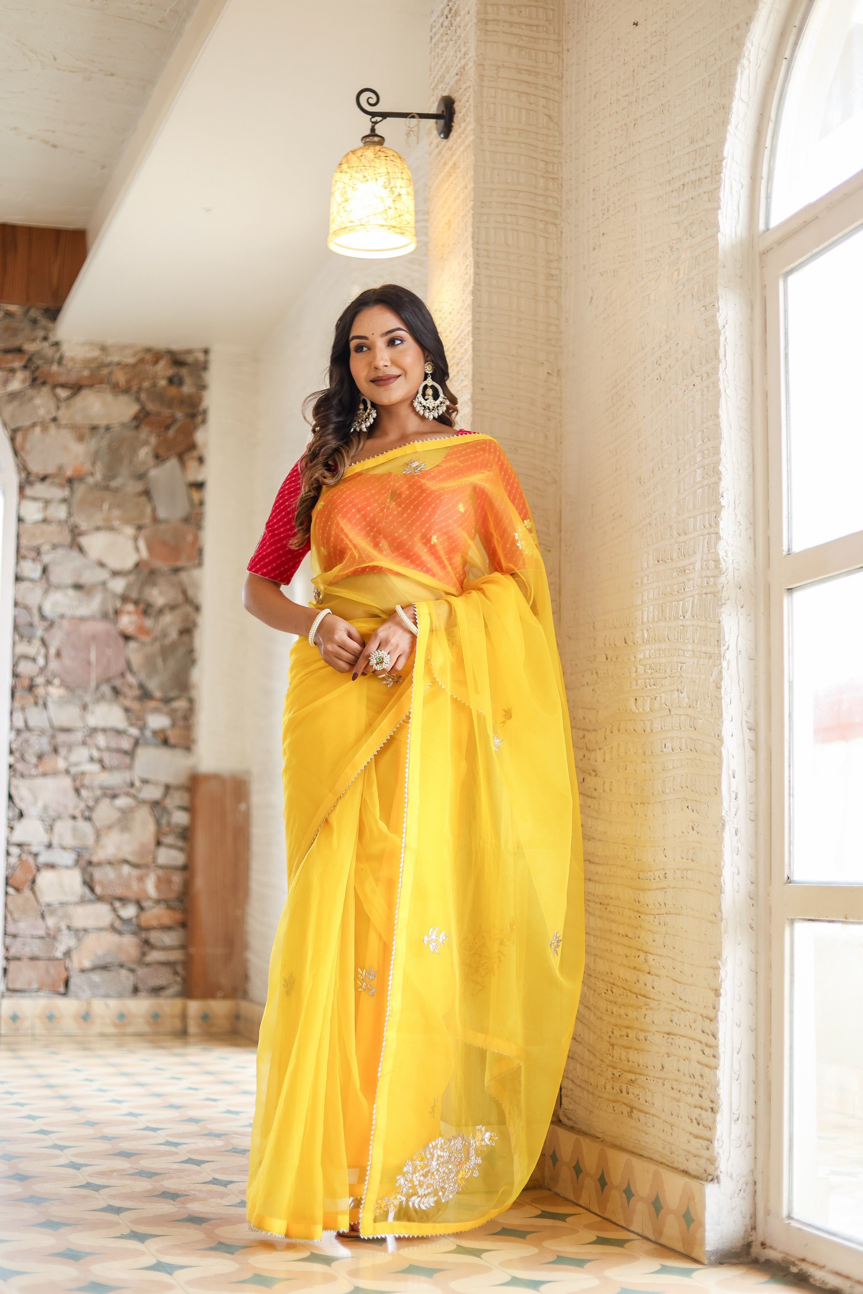 Golden Breeze (Embroidered Organza Saree)