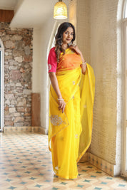 Golden Breeze (Embroidered Organza Saree)