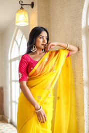 Golden Breeze (Embroidered Organza Saree)