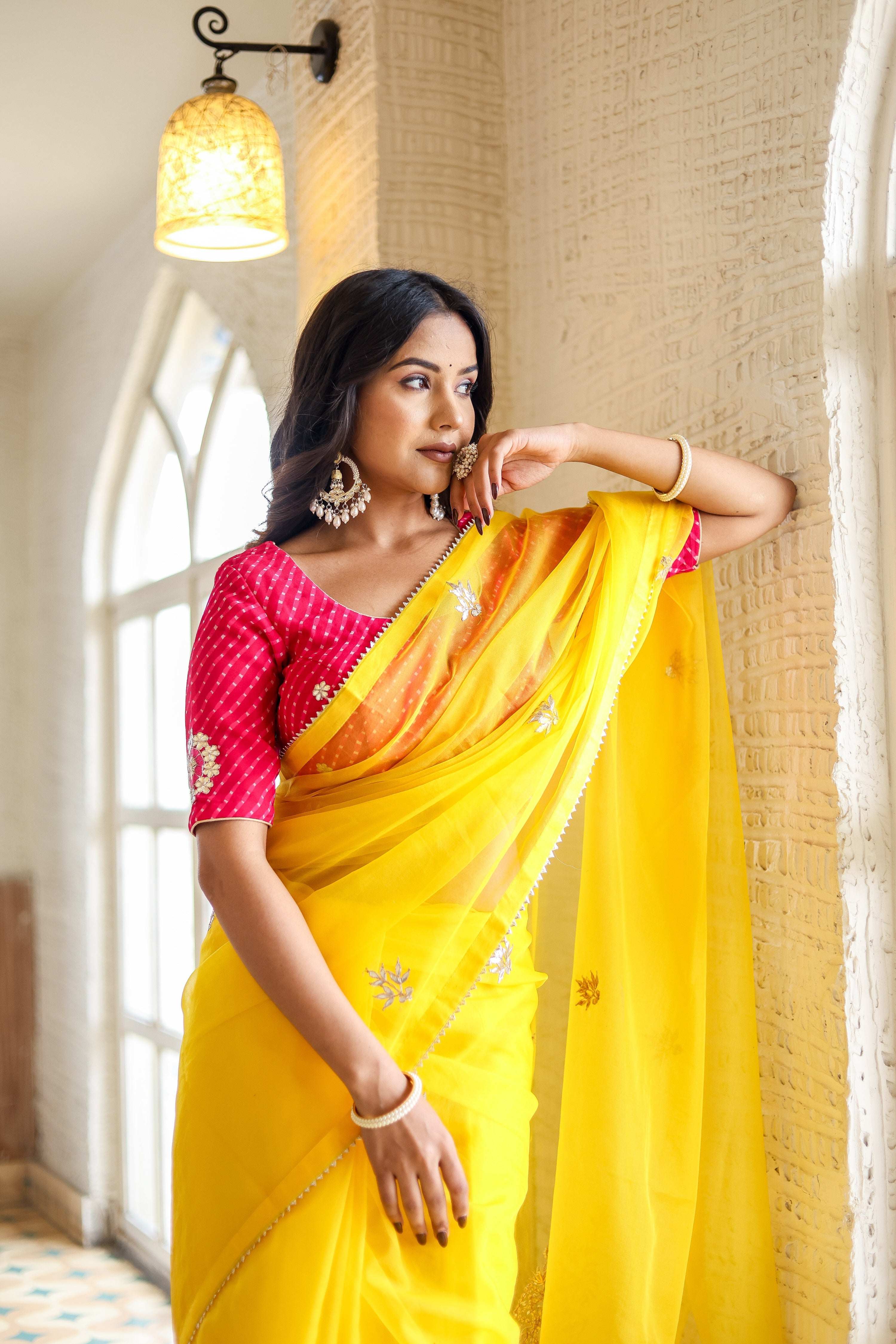 Golden Breeze (Embroidered Organza Saree)