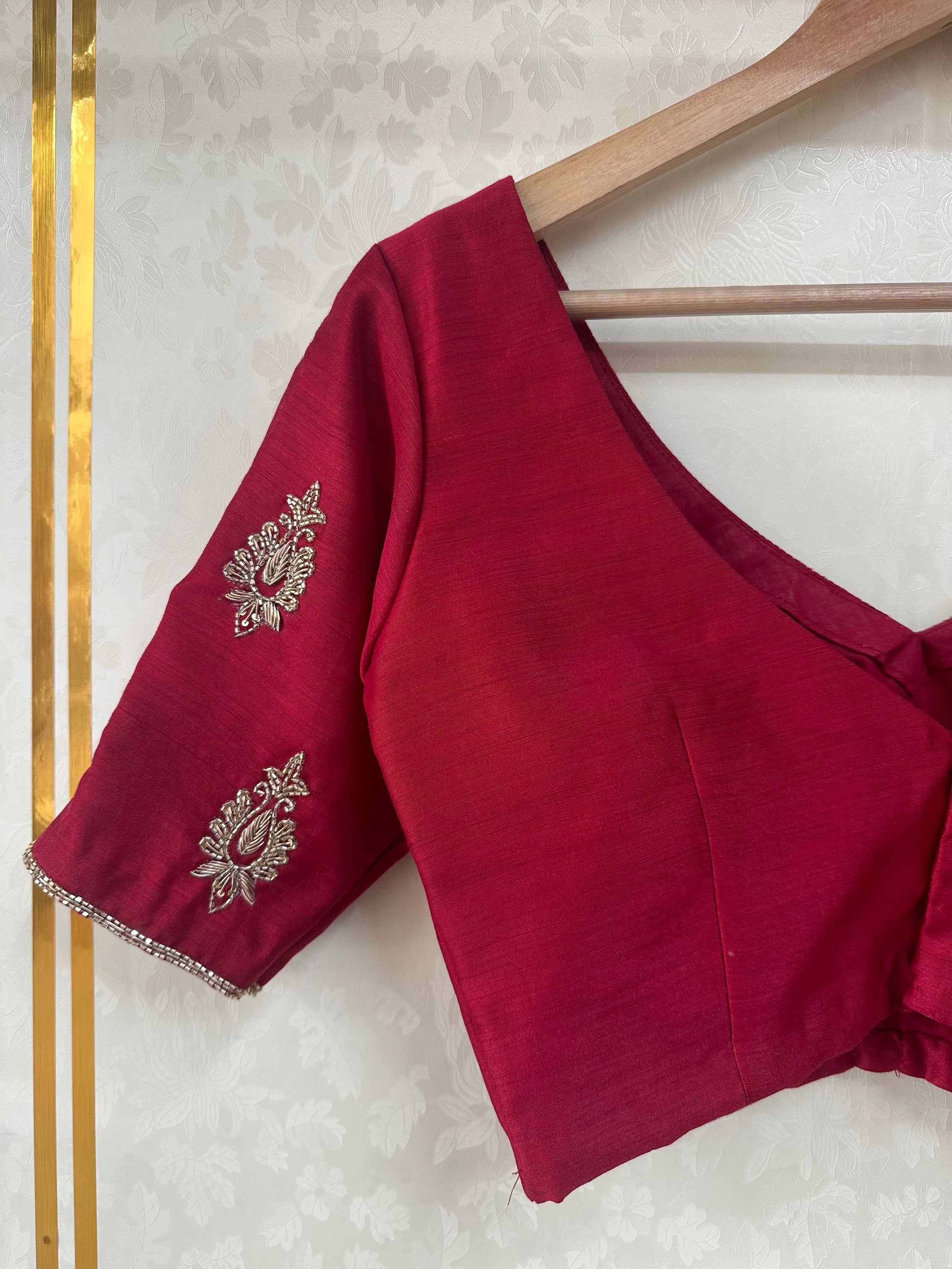 Hand Embroidered Raw Silk Blouse