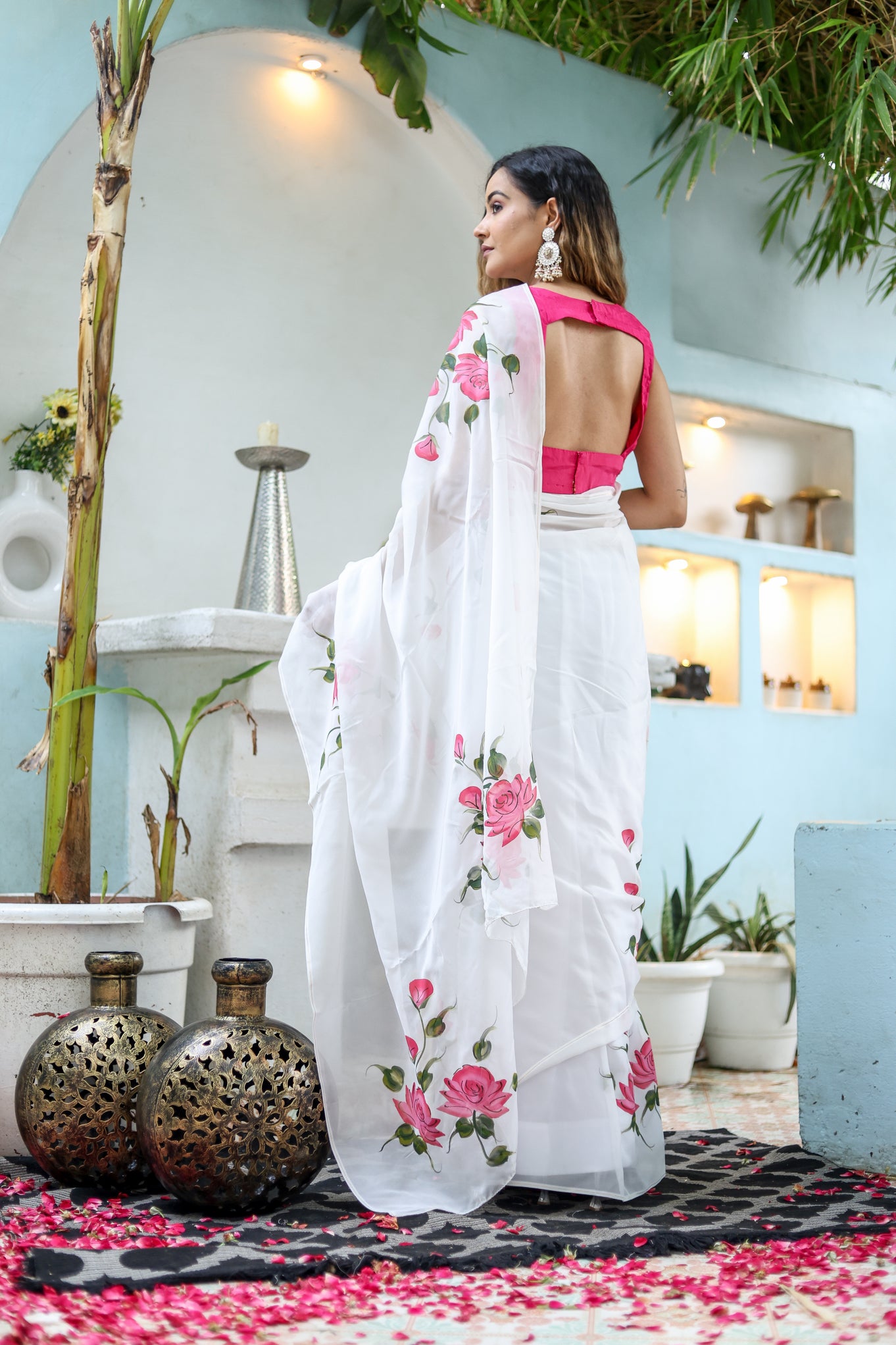 Pure Grace Handpainted Saree (Organza white handpainted saree)