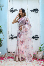 Floral Whispers Organza Saree (Printed Organza Saree)