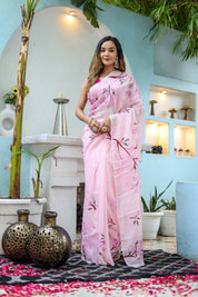 Cherry Blossom (Handpainted Organza Saree)