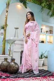 Cherry Blossom (Handpainted Organza Saree)