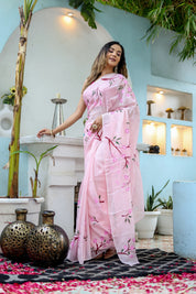 Cherry Blossom (Handpainted Organza Saree)