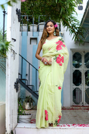 Ethereal Brushstrokes (Handpainted Organza Saree)