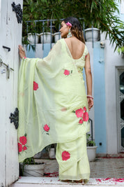 Ethereal Brushstrokes (Handpainted Organza Saree)