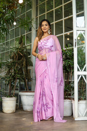 Painted Serenity (Handpainted Chiffon Saree)