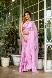 Painted Serenity (Handpainted Chiffon Saree)