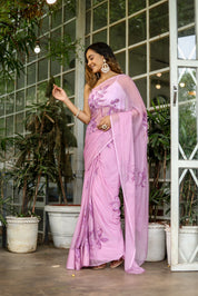 Painted Serenity (Handpainted Chiffon Saree)