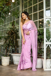 Painted Serenity (Handpainted Chiffon Saree)