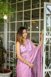 Painted Serenity (Handpainted Chiffon Saree)