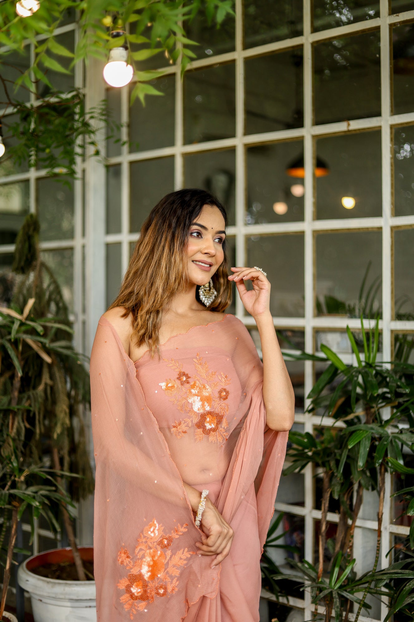 Chiffon Charisma (Hand Embroidered Chiffon Saree)