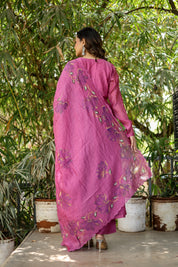 Mulberry Élan (Handpainted pure mul chanderi Anarkali)
