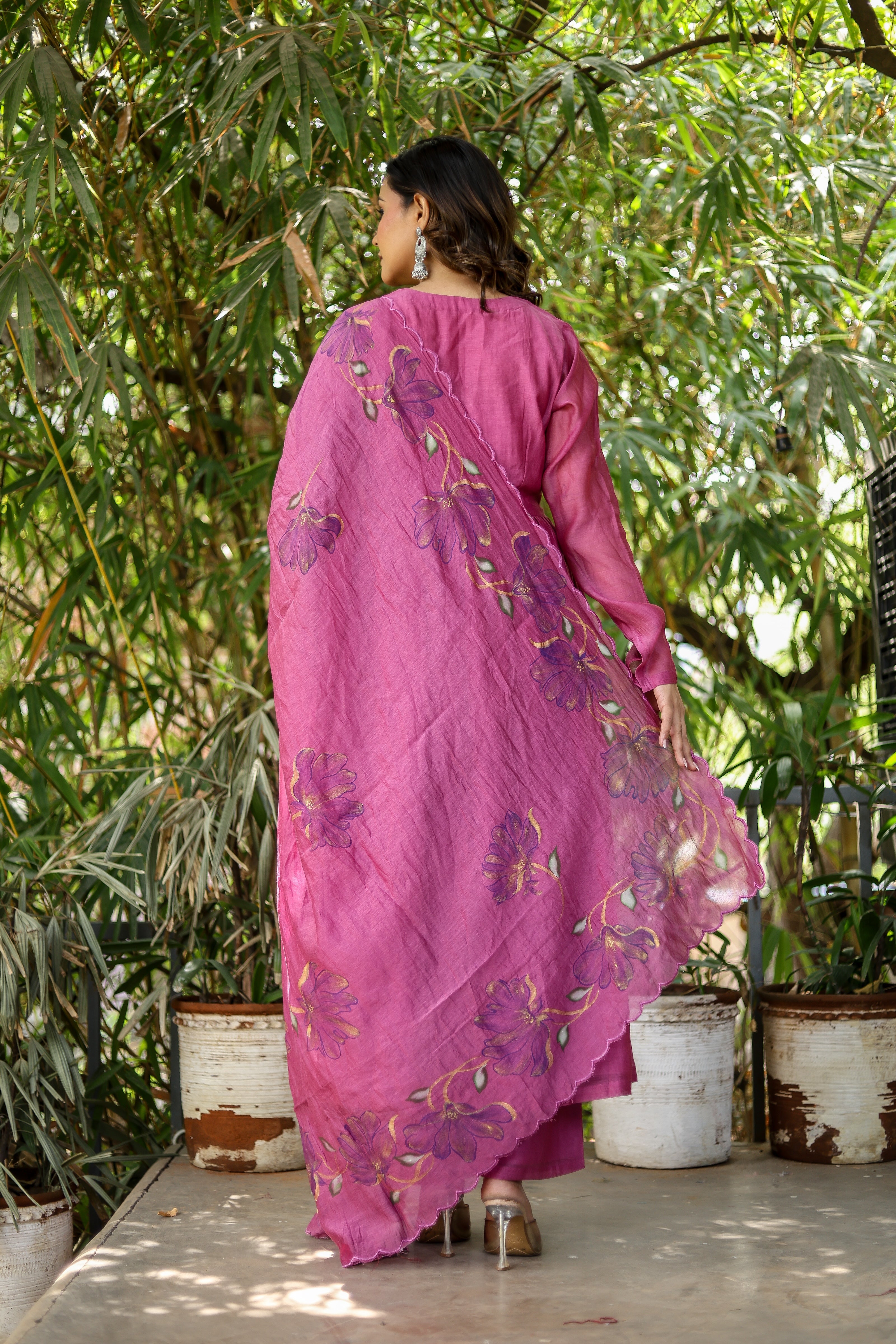 Mulberry Élan (Handpainted pure mul chanderi Anarkali)