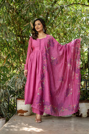 Mulberry Élan (Handpainted pure mul chanderi Anarkali)