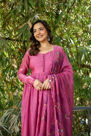 Mulberry Élan (Handpainted pure mul chanderi Anarkali)