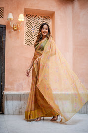 Golden Glow (Printed Organza Saree)